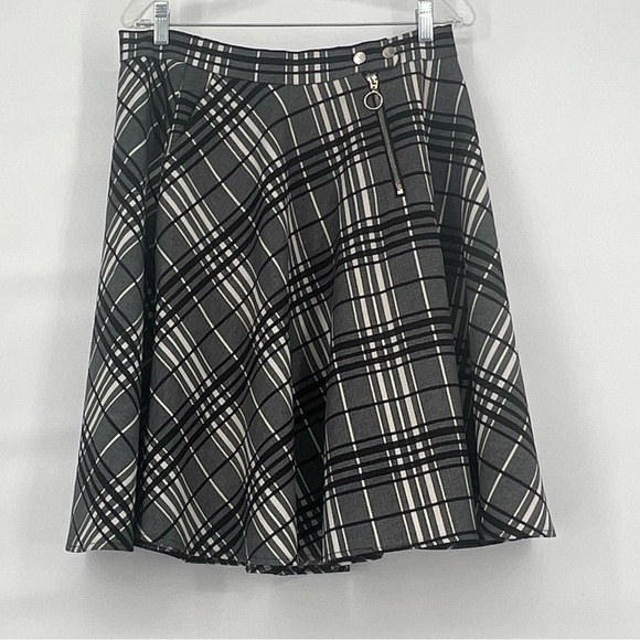 BYBLA plaid black ivory a line heavyweight skirt - Picture 1 of 8